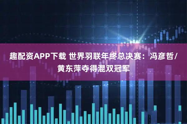 趣配资APP下载 世界羽联年终总决赛：冯彦哲/黄东萍夺得混双冠军