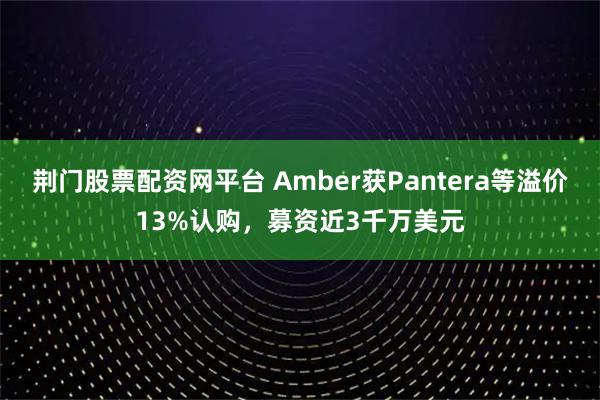 荆门股票配资网平台 Amber获Pantera等溢价13%认购，募资近3千万美元